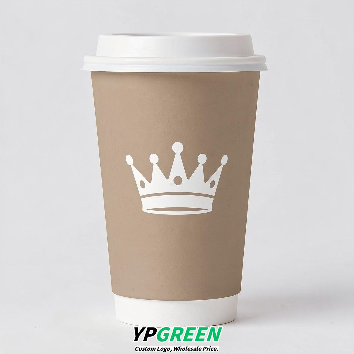 Beige Paper Cups with Crown Design 8-24oz