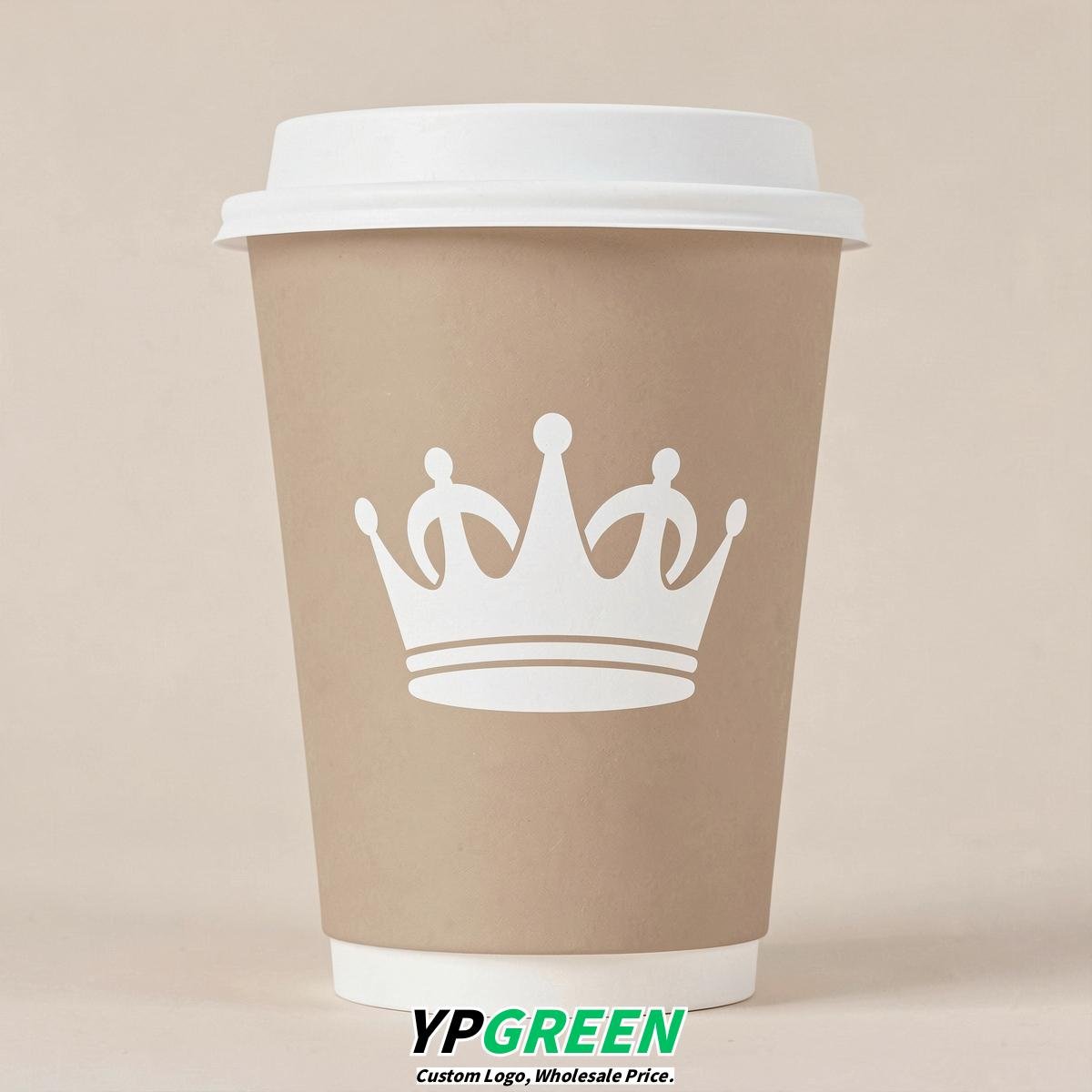 Beige Paper Cups with Crown Design 8-24oz Beige Paper Cups with Crown Design 8-24oz
