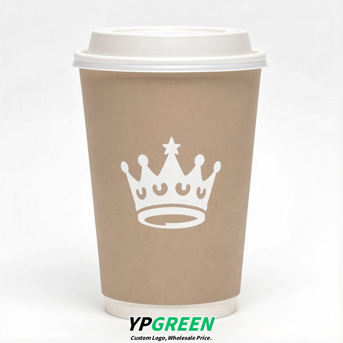 Beige Paper Cups with Crown Design 8-24oz