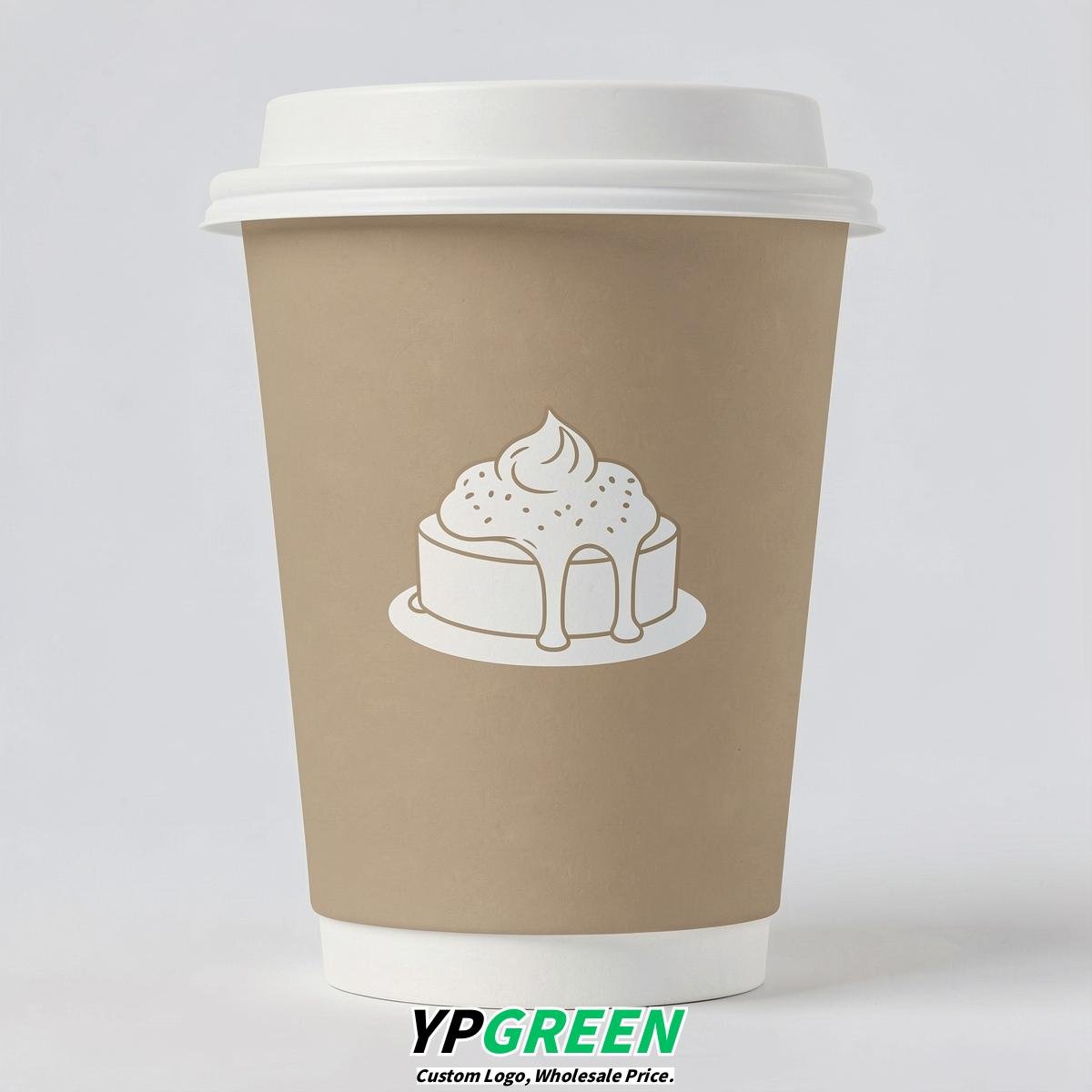 Beige Paper Cups with Desserts Design 8-24oz