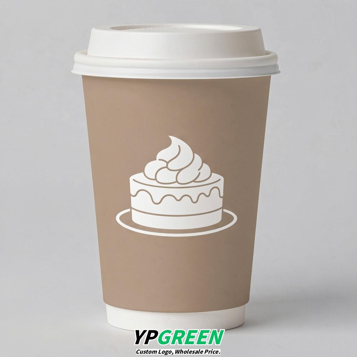 Beige Paper Cups with Desserts Design 8-24oz