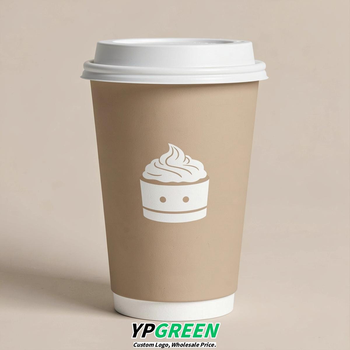 Beige Paper Cups with Desserts Design 8-24oz