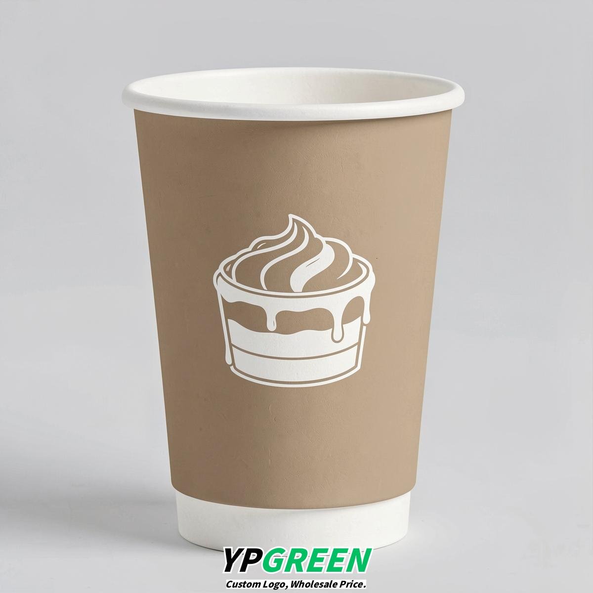 Beige Paper Cups with Desserts Design 8-24oz