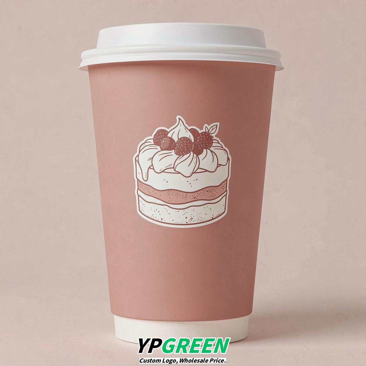 Blush Paper Cups with Desserts Design 8-24oz