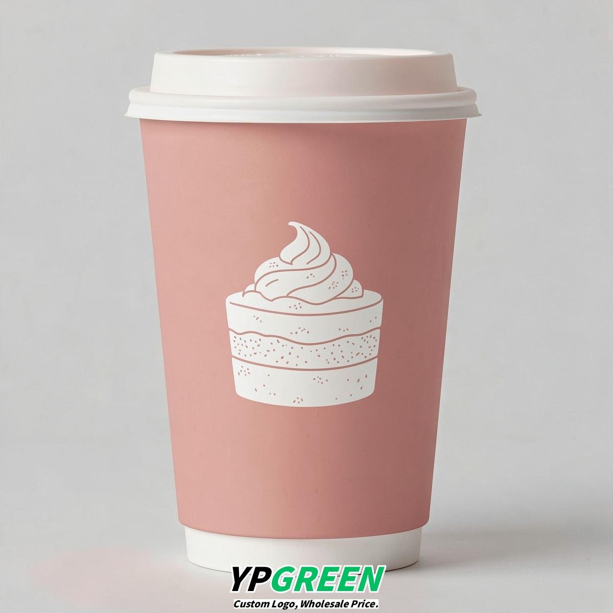 Blush Paper Cups with Desserts Design 8-24oz