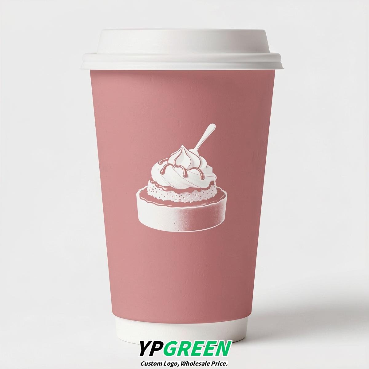 Blush Paper Cups with Desserts Design 8-24oz