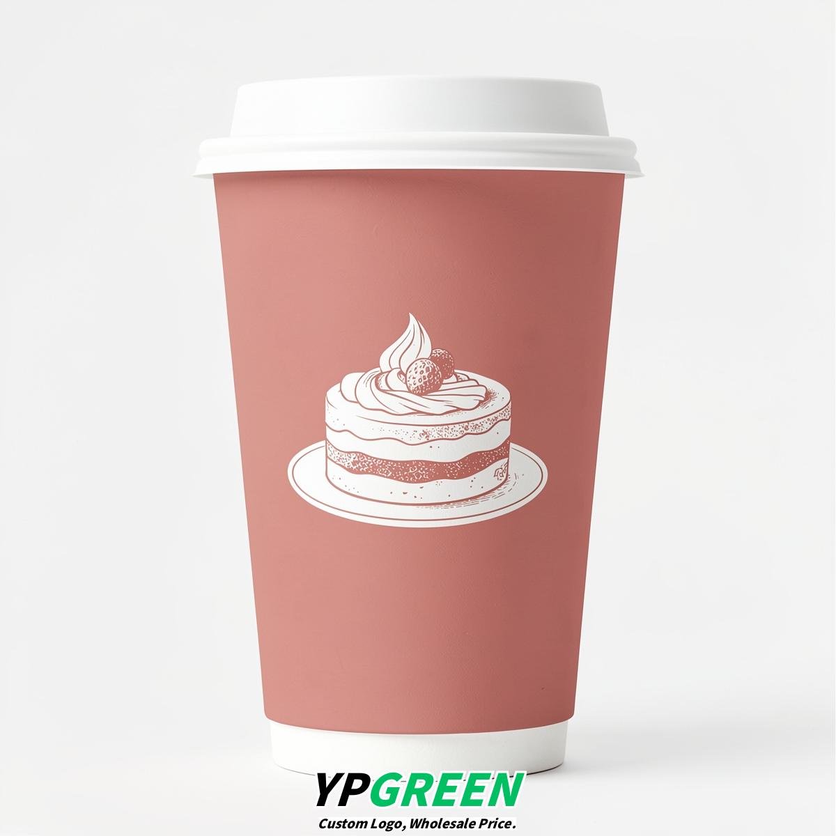 Blush Paper Cups with Desserts Design 8-24oz