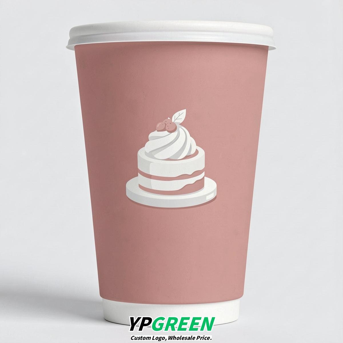 Blush Paper Cups with Desserts Design 8-24oz