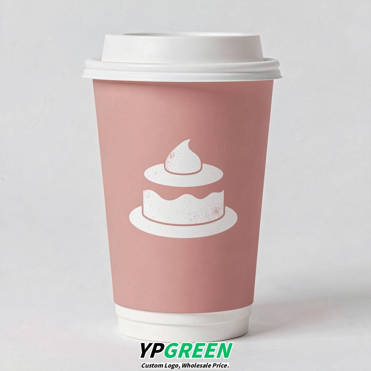 Blush Paper Cups with Desserts Design 8-24oz