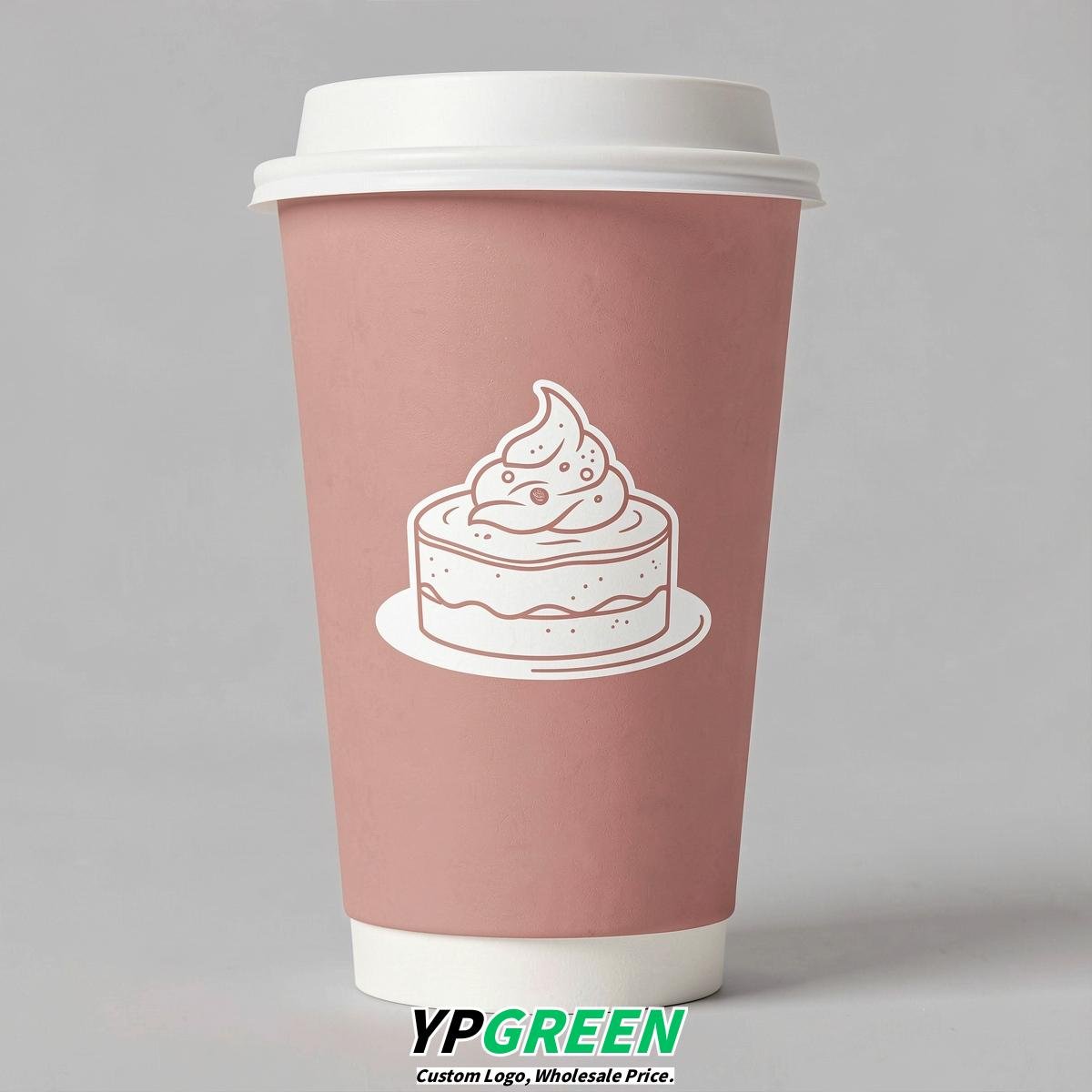 Blush Paper Cups with Desserts Design 8-24oz