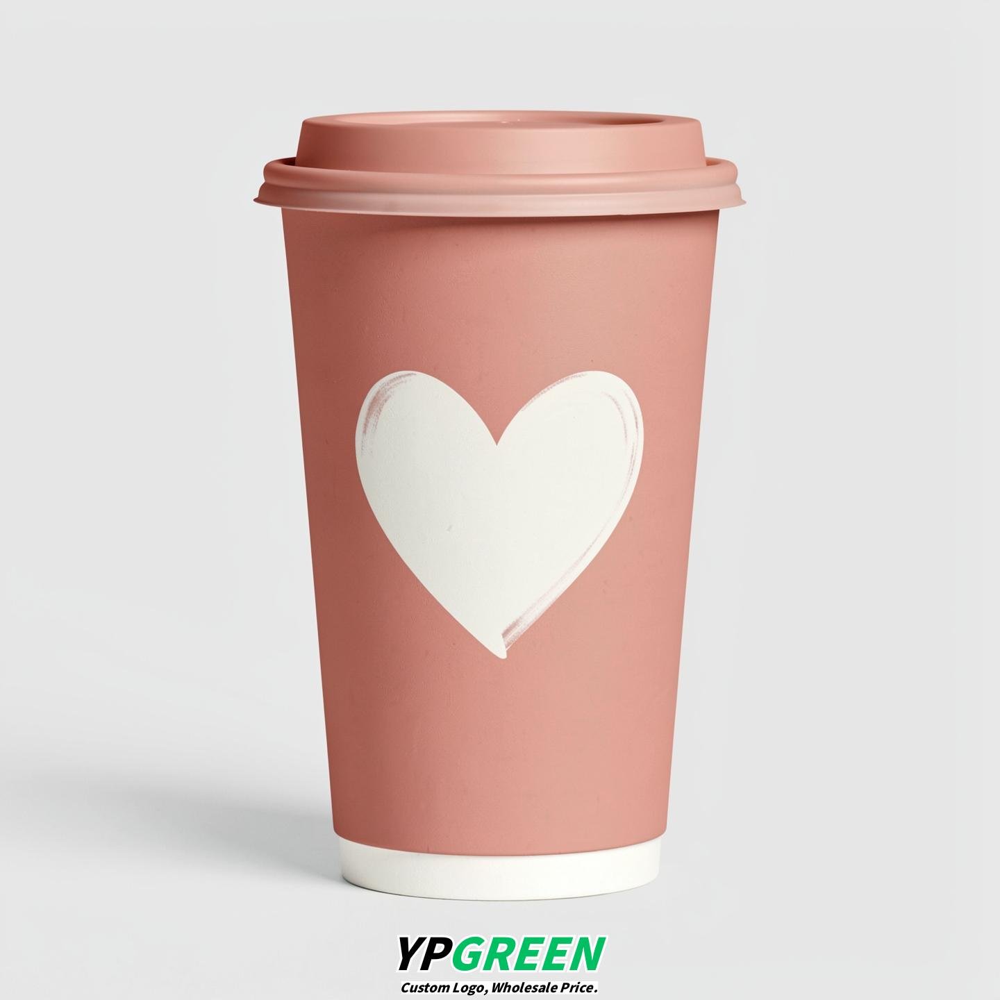 Blush Heart Paper Cups with Lids 8-24oz Blush Heart Paper Cups with Lids 8-24oz