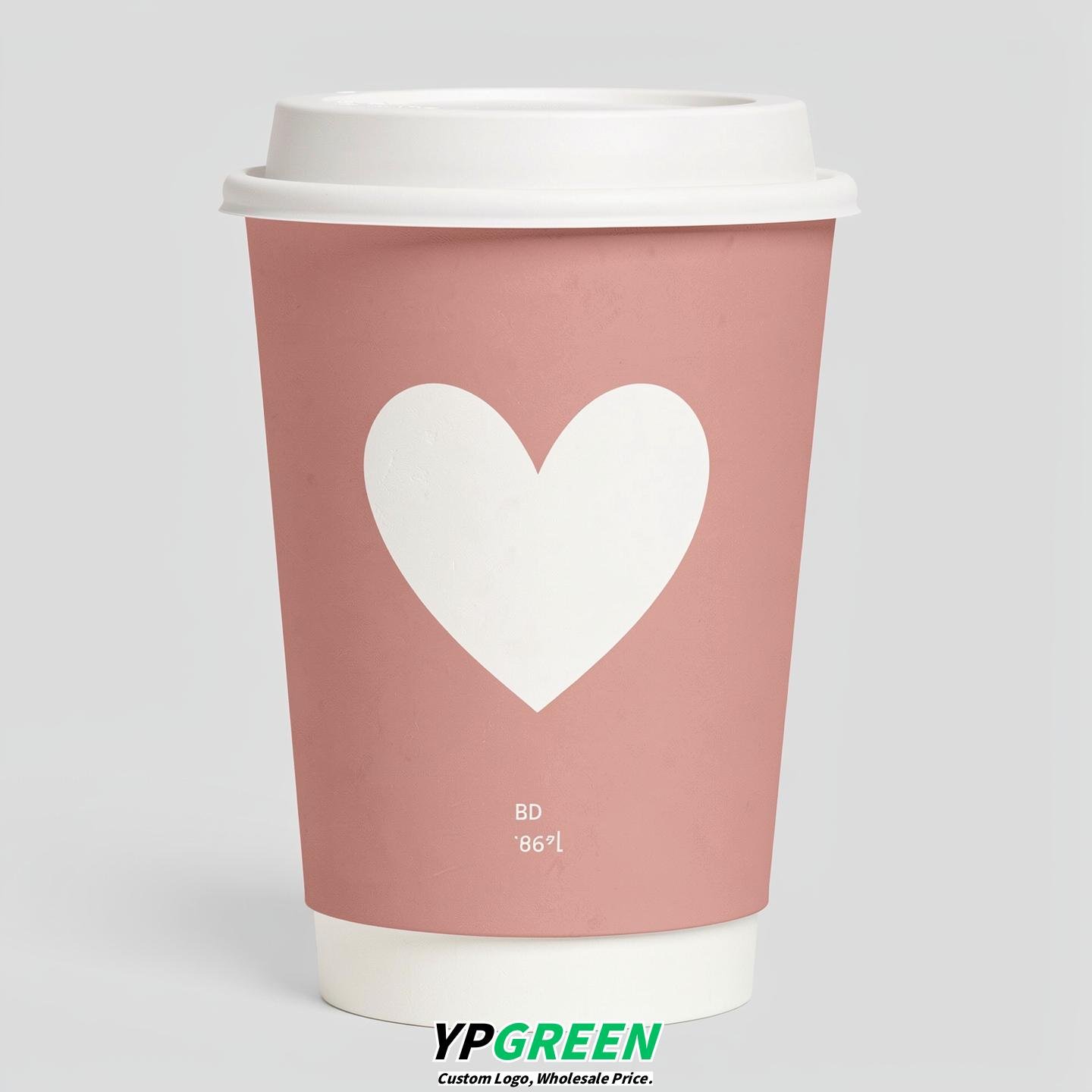 Blush Heart Paper Cups with Lids 8-24oz