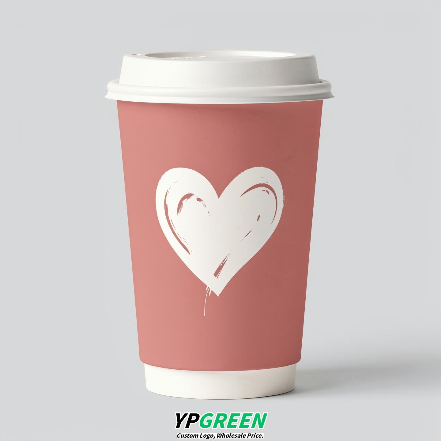 Blush Heart Paper Cups with Lids 8-24oz