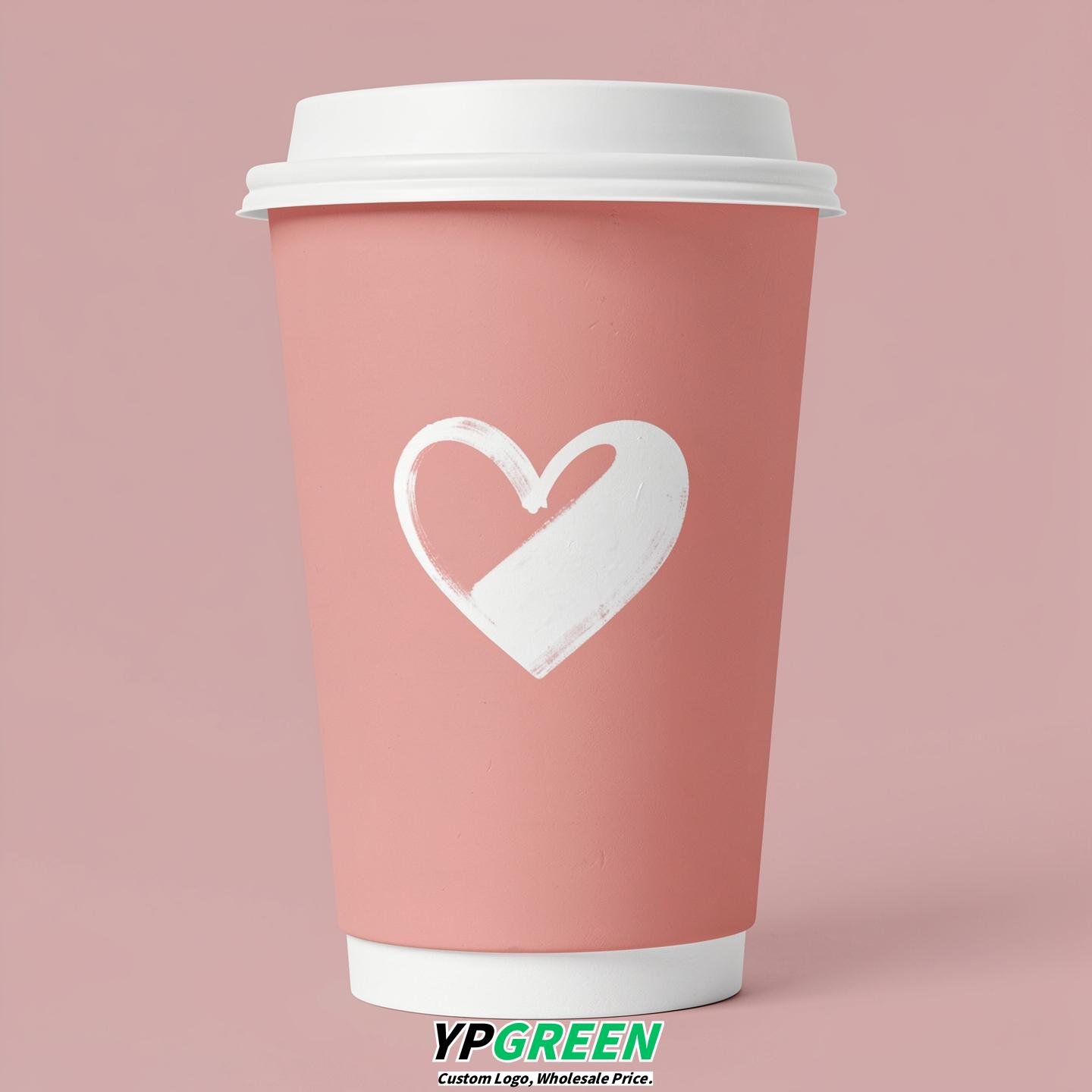 Blush Heart Paper Cups with Lids 8-24oz