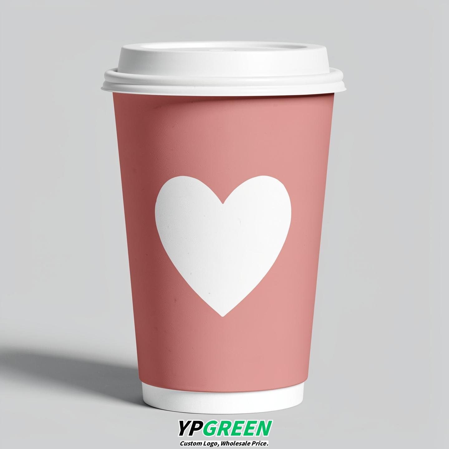 Blush Heart Paper Cups with Lids 8-24oz