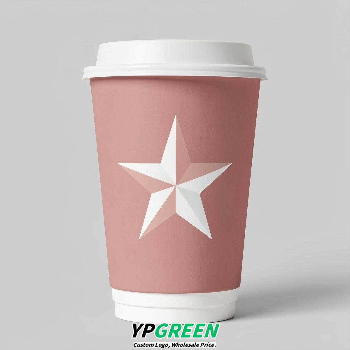 Blush Stars Paper Cups with Lids 8-24oz