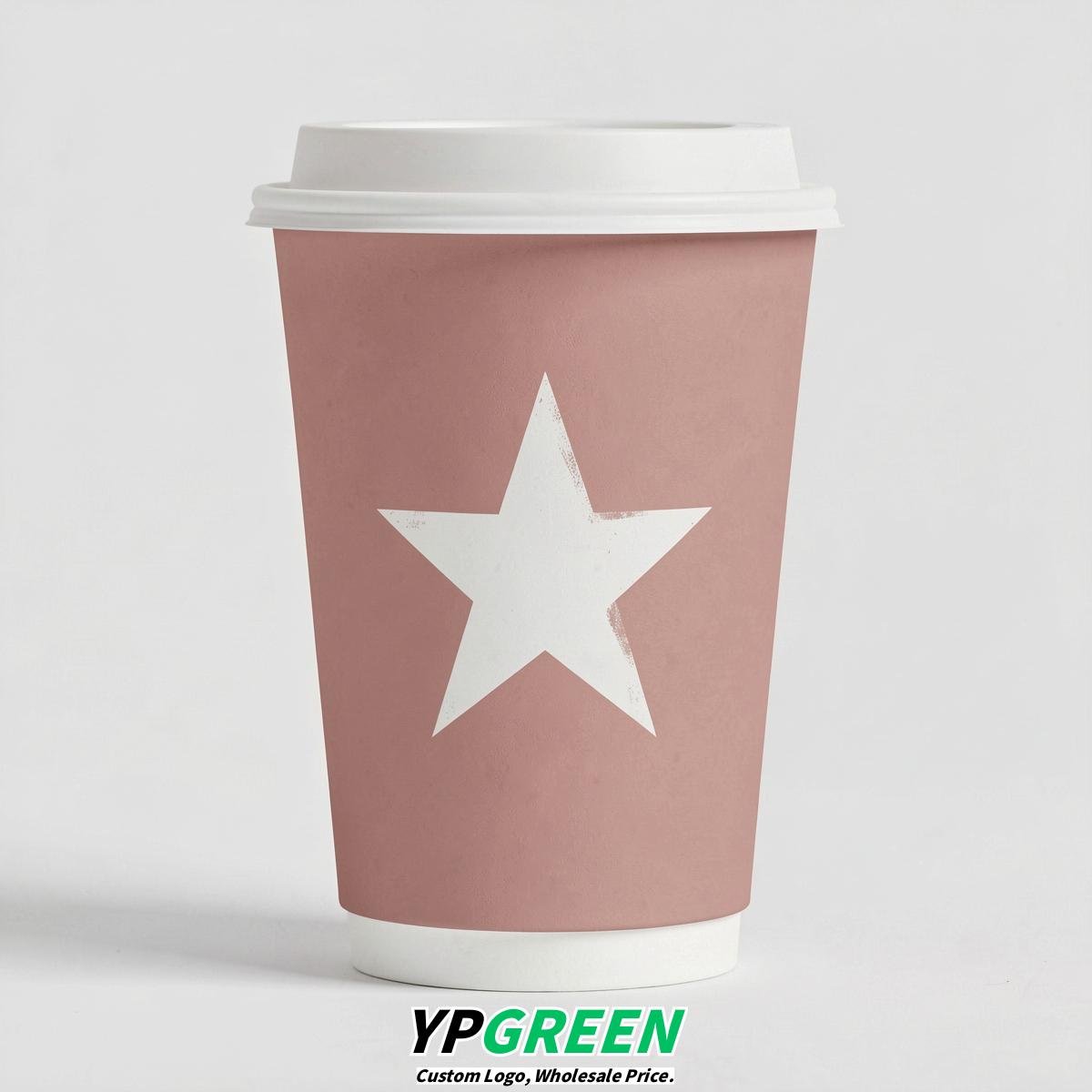 Blush Stars Paper Cups with Lids 8-24oz