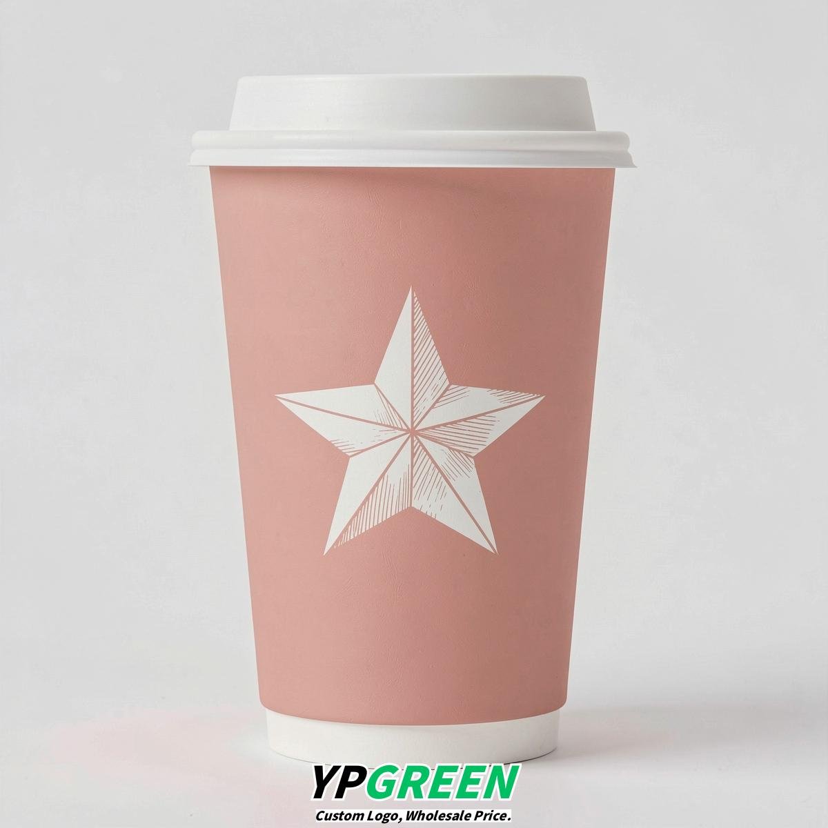Blush Stars Paper Cups with Lids 8-24oz