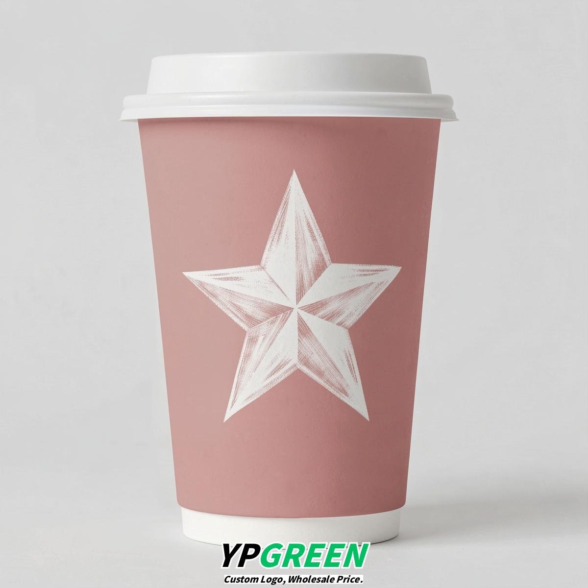 Blush Stars Paper Cups with Lids 8-24oz