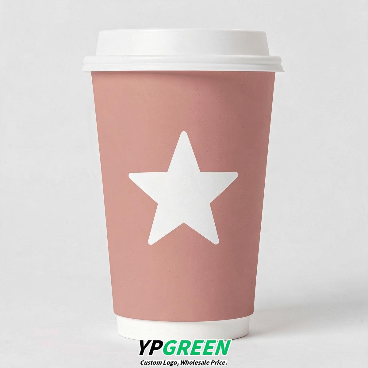 Blush Stars Paper Cups with Lids 8-24oz