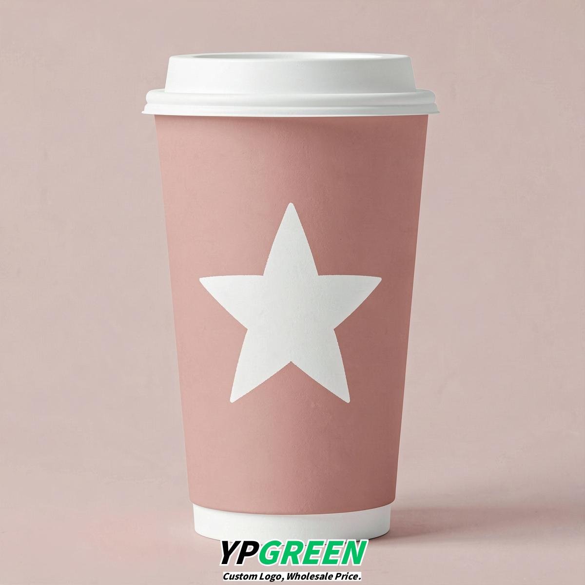 Blush Stars Paper Cups with Lids 8-24oz