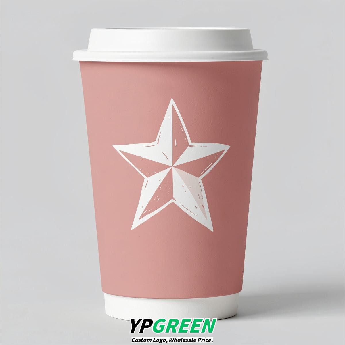 Blush Stars Paper Cups with Lids 8-24oz
