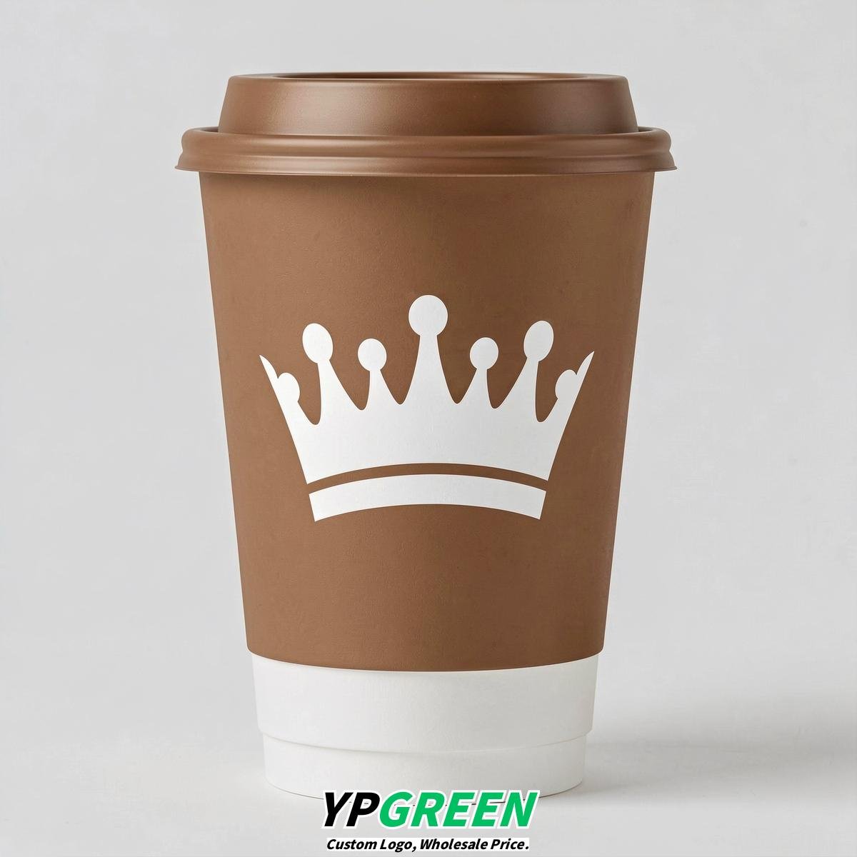Bronze Paper Cups with Crown Design 8-24oz