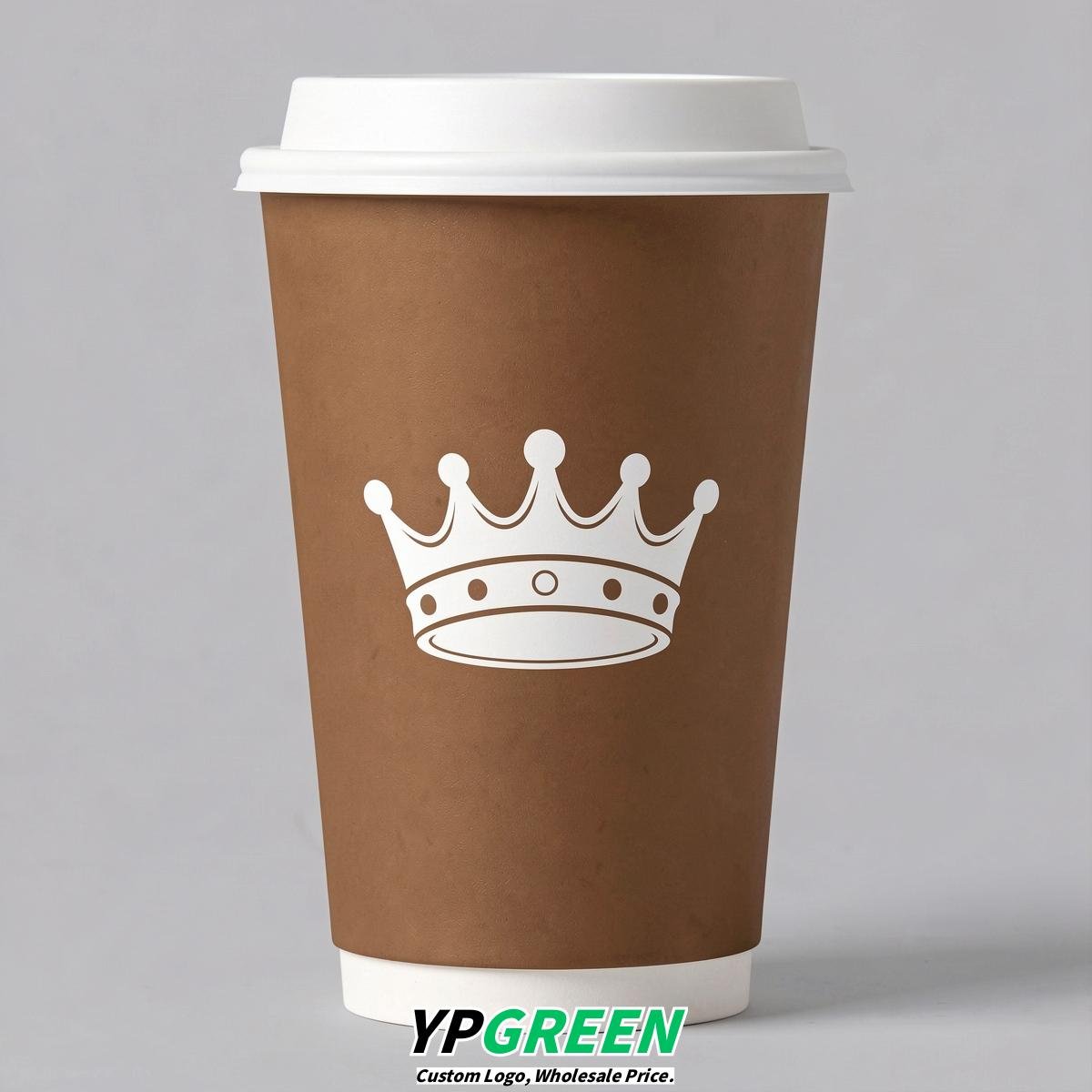 Bronze Paper Cups with Crown Design 8-24oz