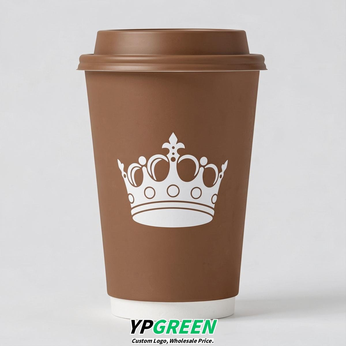 Bronze Paper Cups with Crown Design 8-24oz