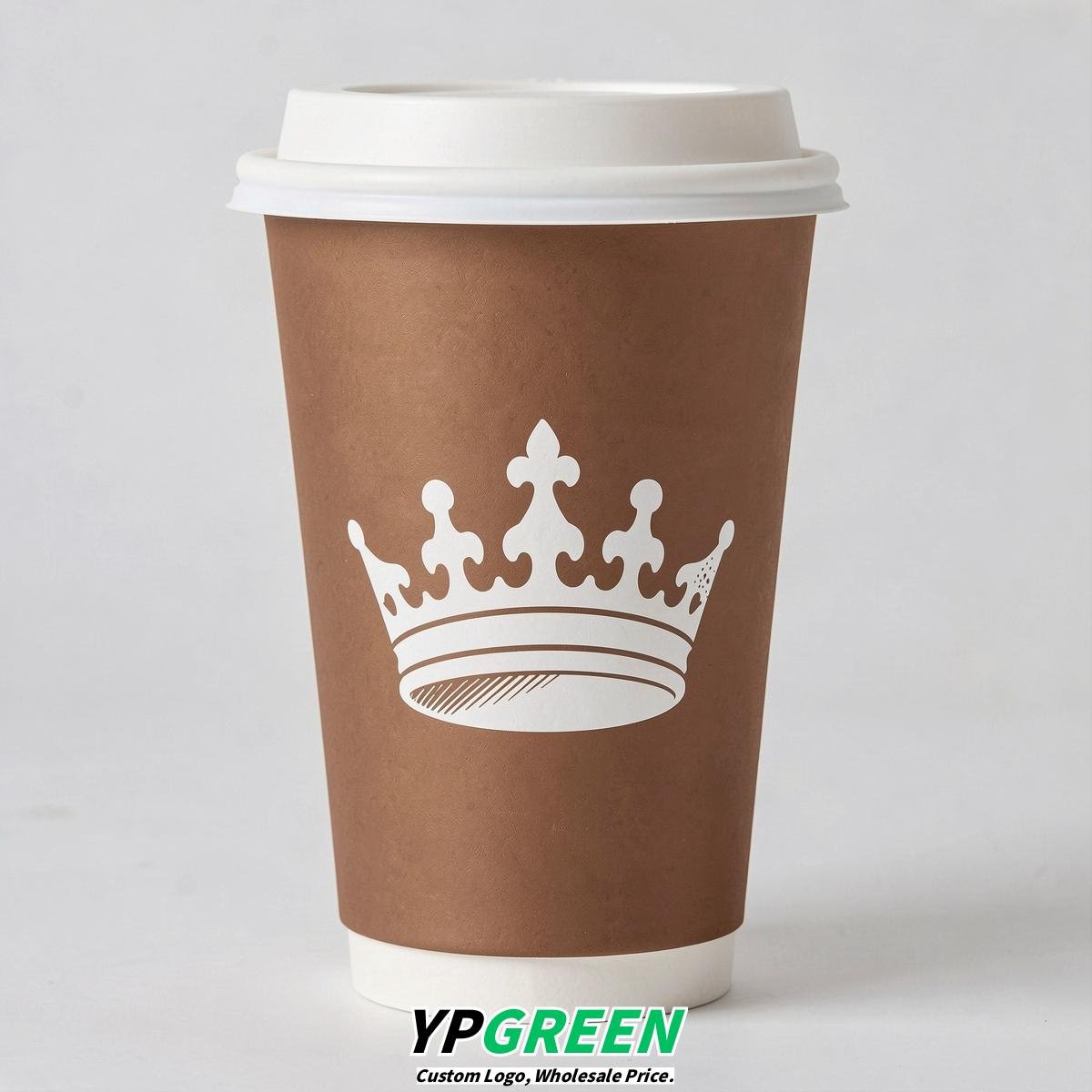 Bronze Paper Cups with Crown Design 8-24oz