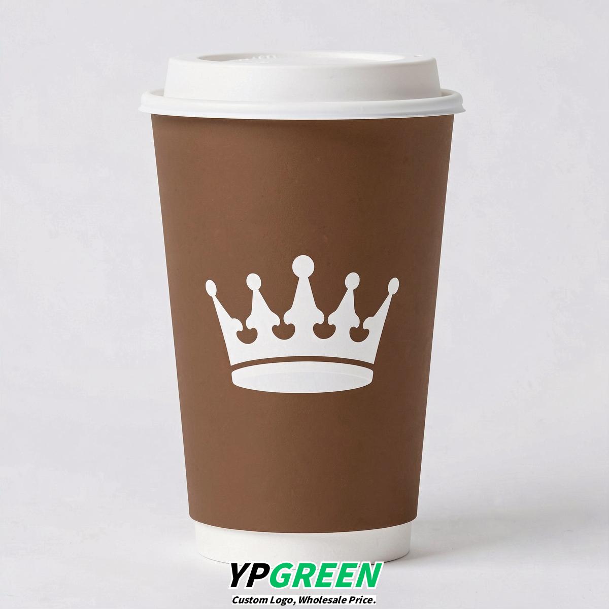 Bronze Paper Cups with Crown Design 8-24oz