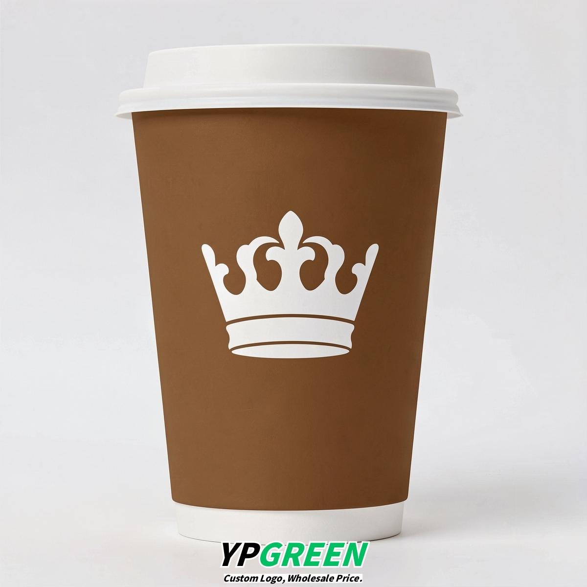 Bronze Paper Cups with Crown Design 8-24oz