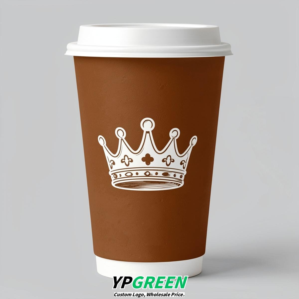 Bronze Paper Cups with Crown Design 8-24oz