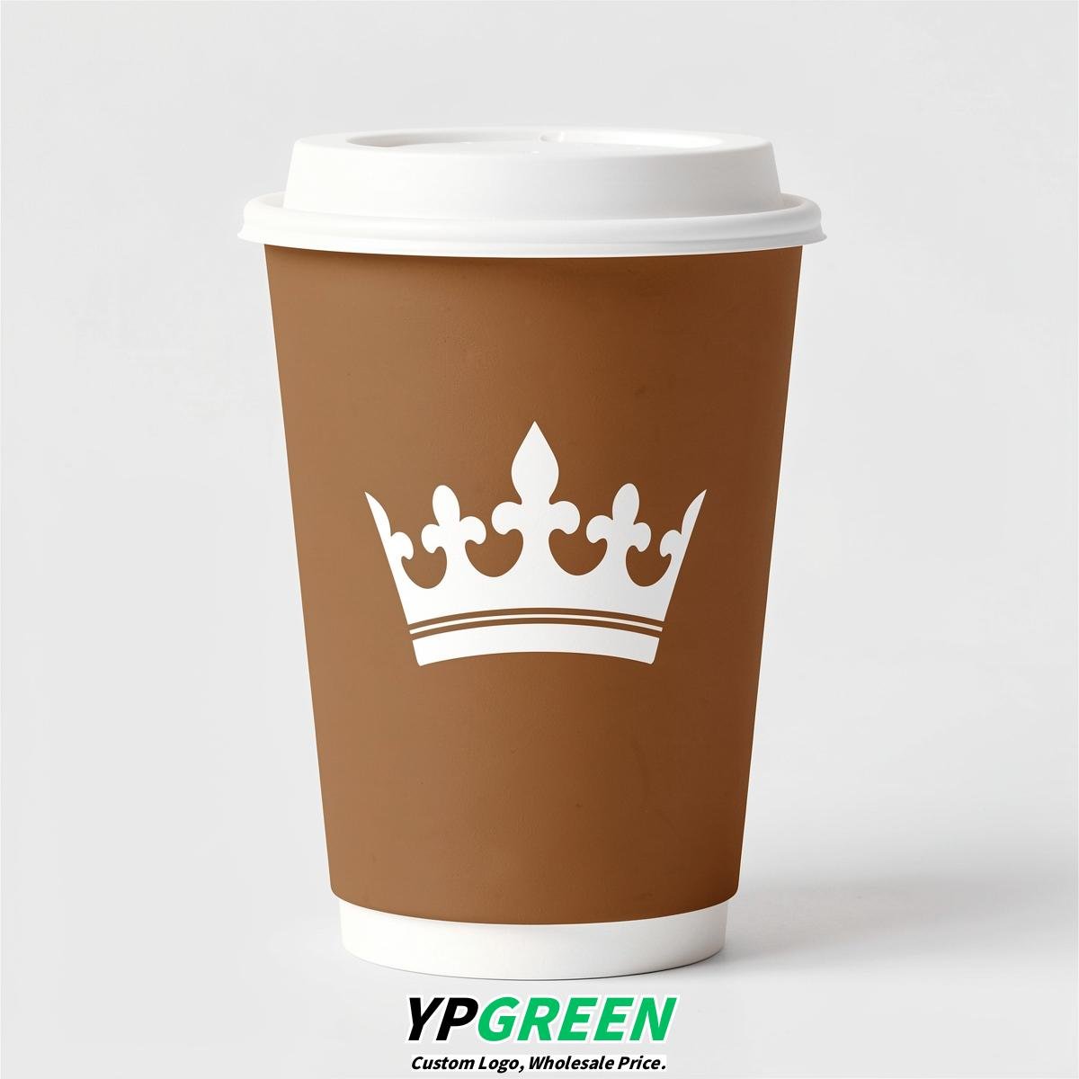 Bronze Paper Cups with Crown Design 8-24oz