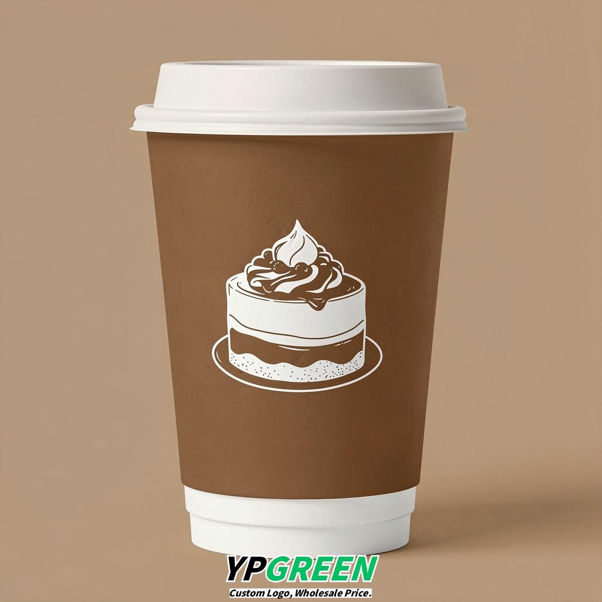 Bronze Paper Cups with Desserts Design 8-24oz