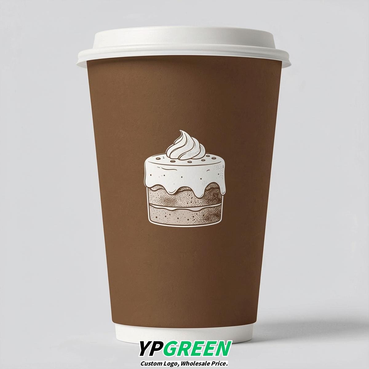 Bronze Paper Cups with Desserts Design 8-24oz