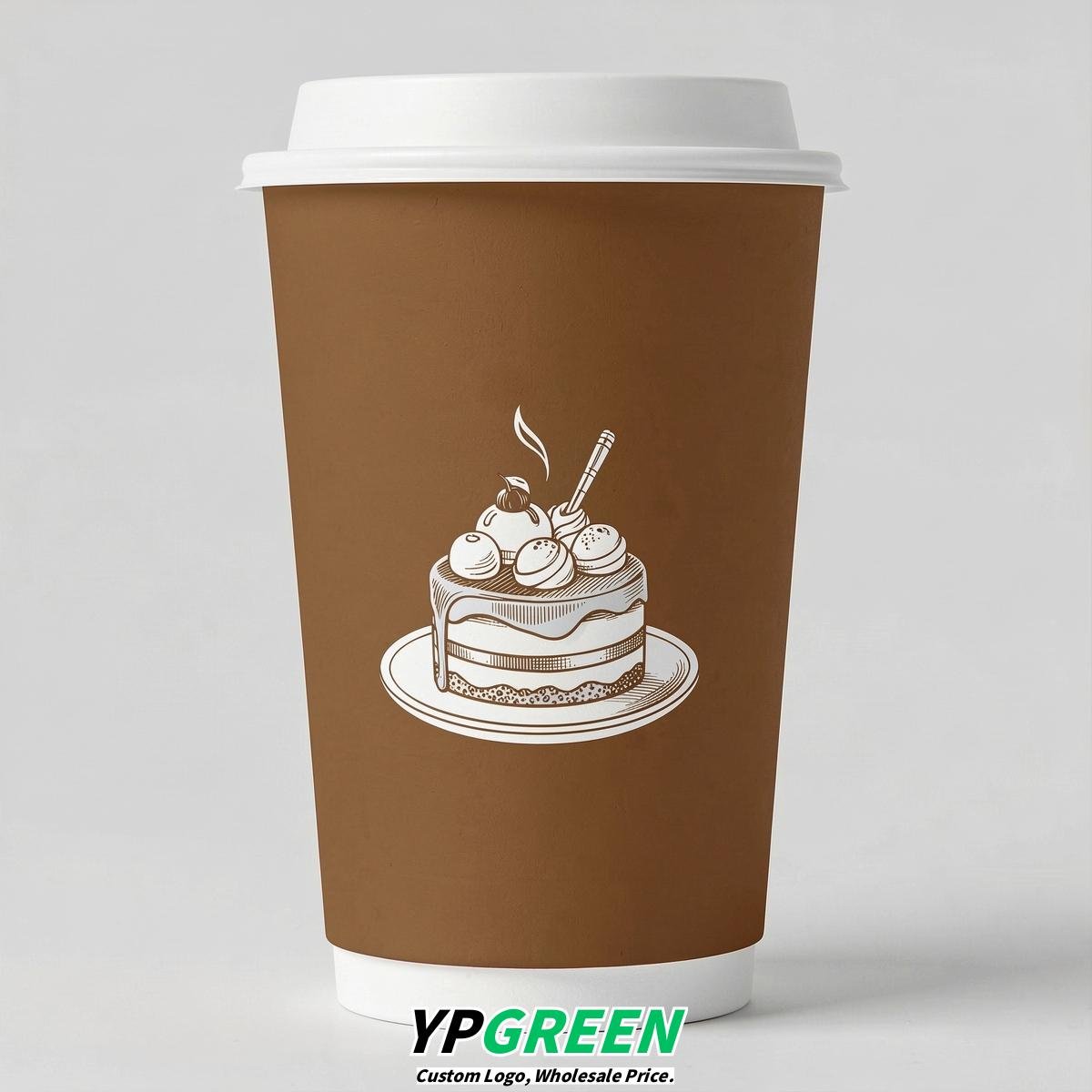 Bronze Paper Cups with Desserts Design 8-24oz