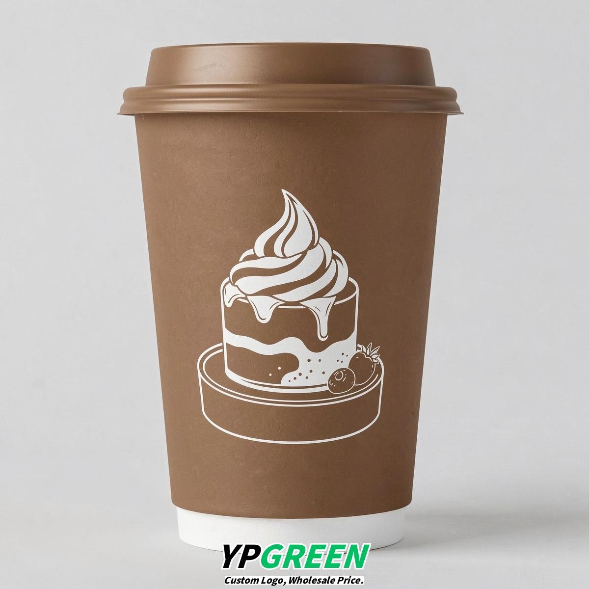 Bronze Paper Cups with Desserts Design 8-24oz