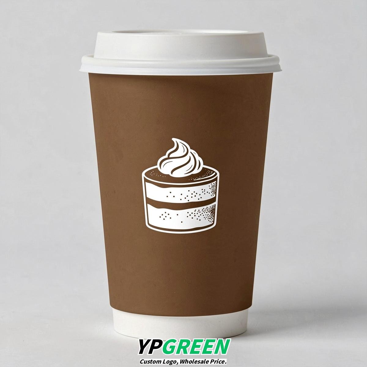 Bronze Paper Cups with Desserts Design 8-24oz