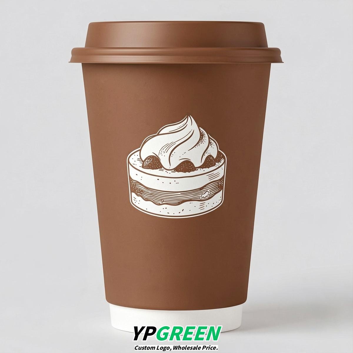 Bronze Paper Cups with Desserts Design 8-24oz