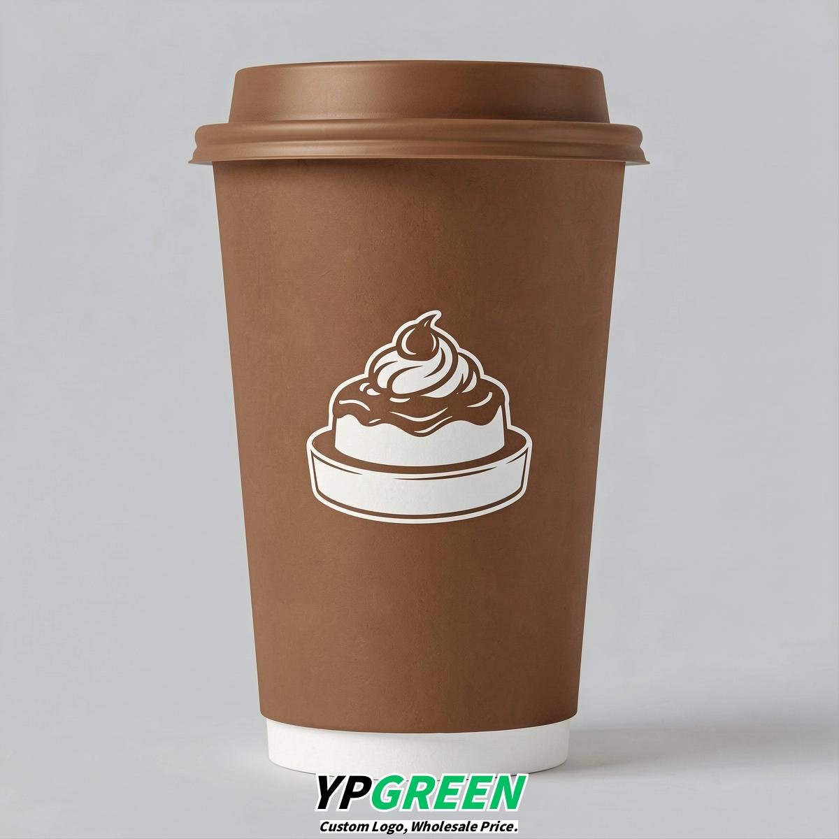 Bronze Paper Cups with Desserts Design 8-24oz