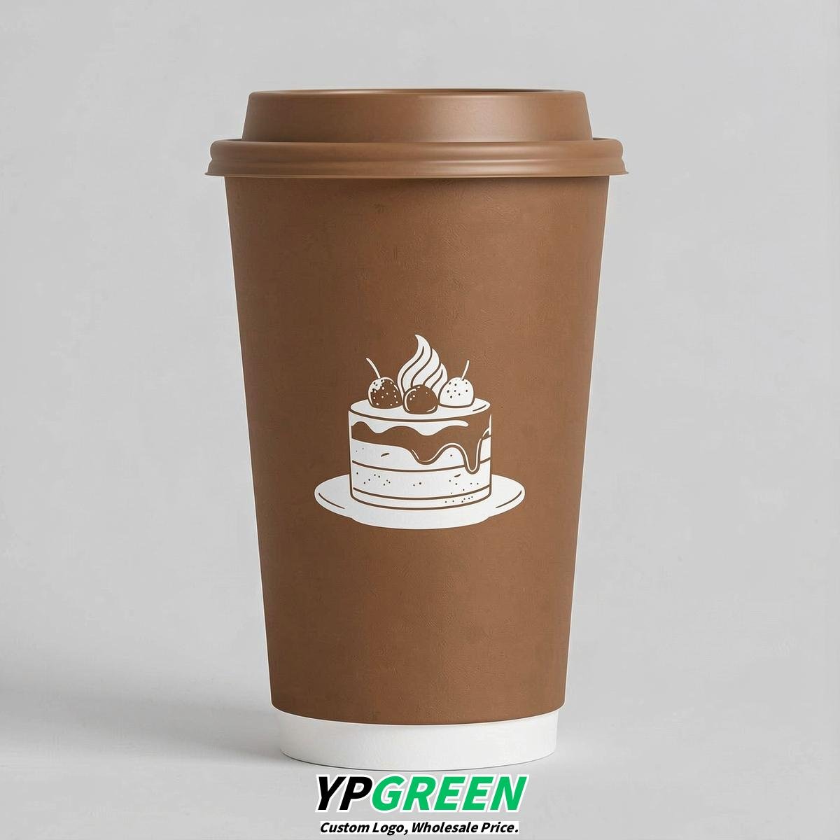 Bronze Paper Cups with Desserts Design 8-24oz