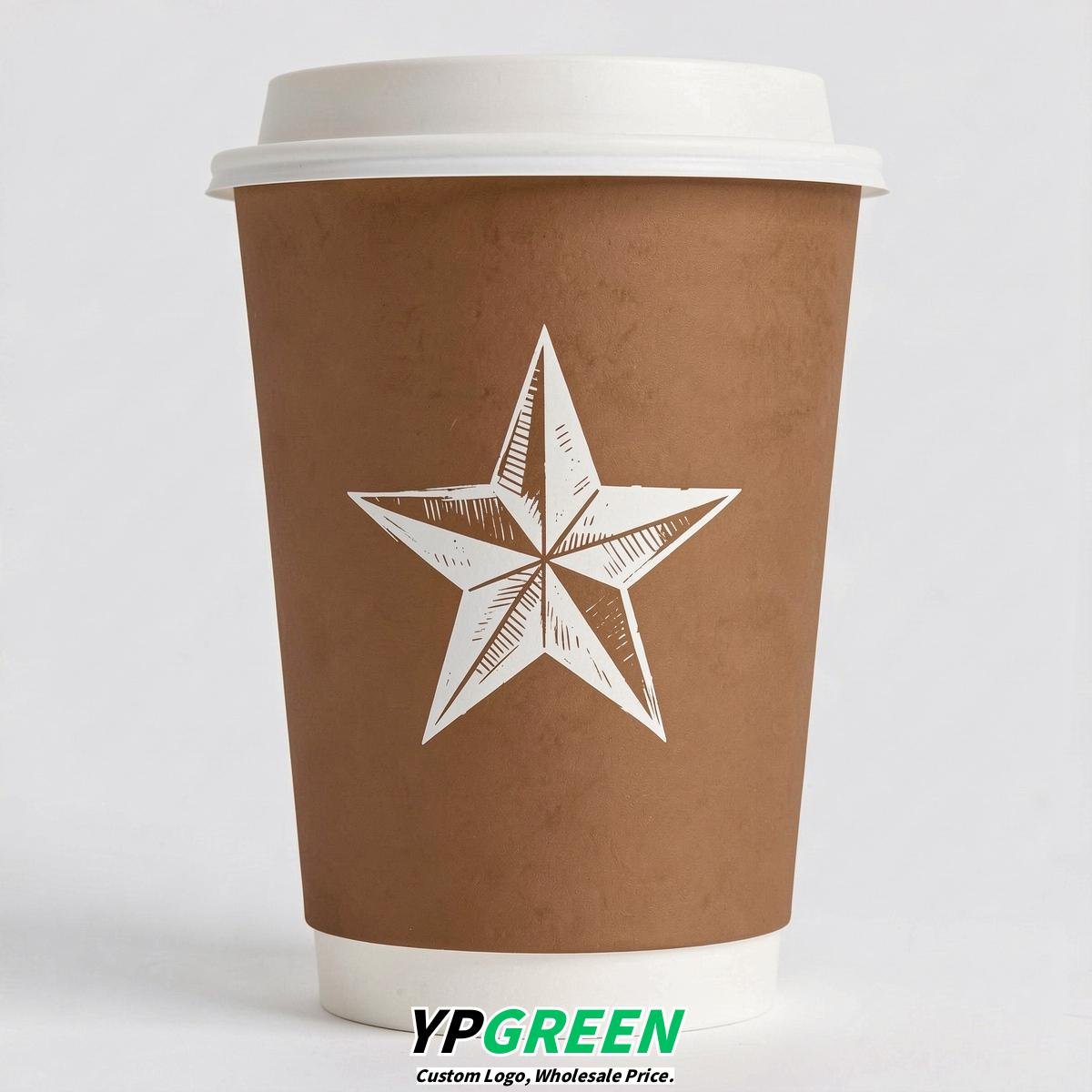 Bronze Stars Paper Cups with Lids 8-24oz Bronze Stars Paper Cups with Lids 8-24oz