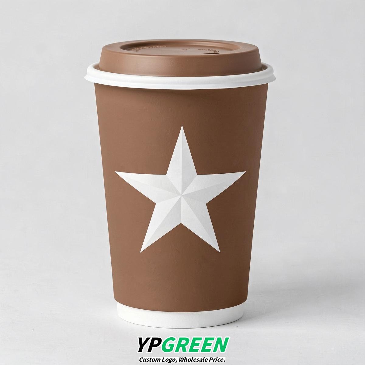 Bronze Stars Paper Cups with Lids 8-24oz