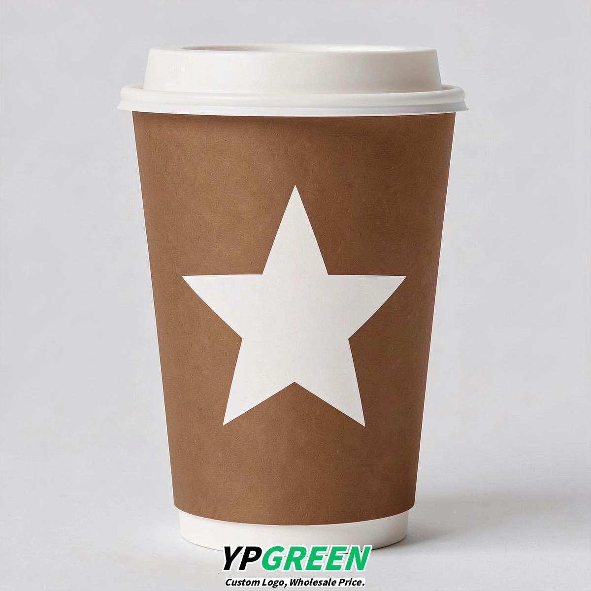 Bronze Stars Paper Cups with Lids 8-24oz