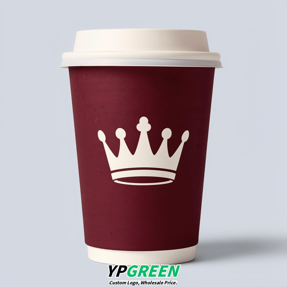 Burgundy Paper Cups with Crown Design 8-24oz