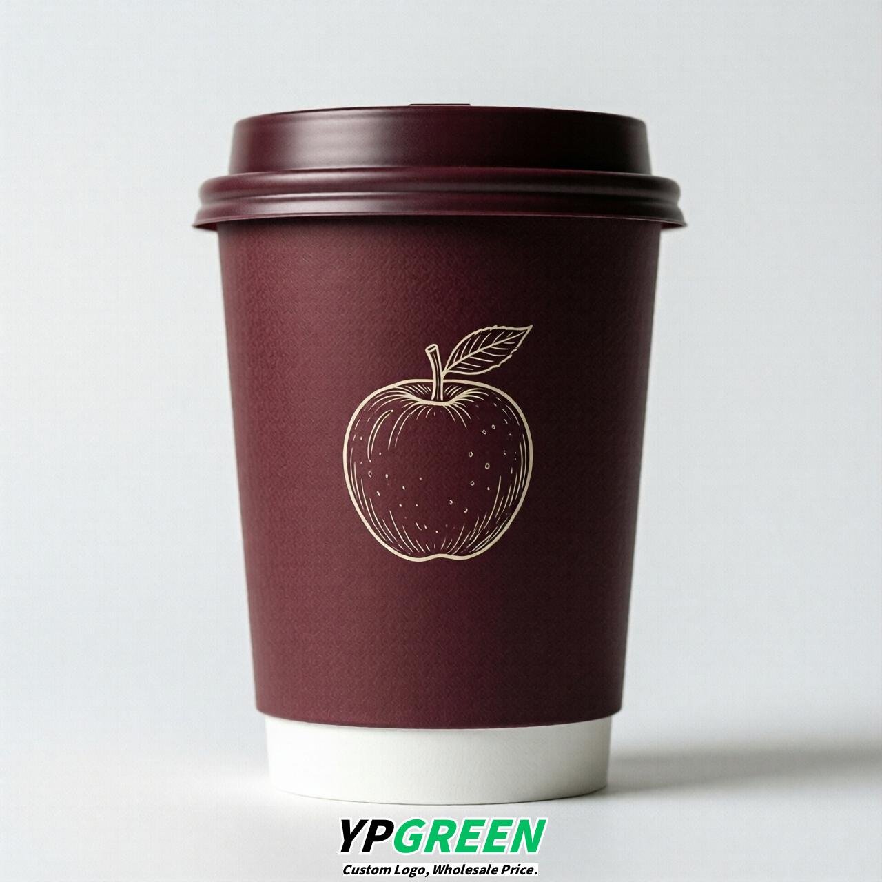 Burgundy Fruits Paper Cups with Lids 8-24oz