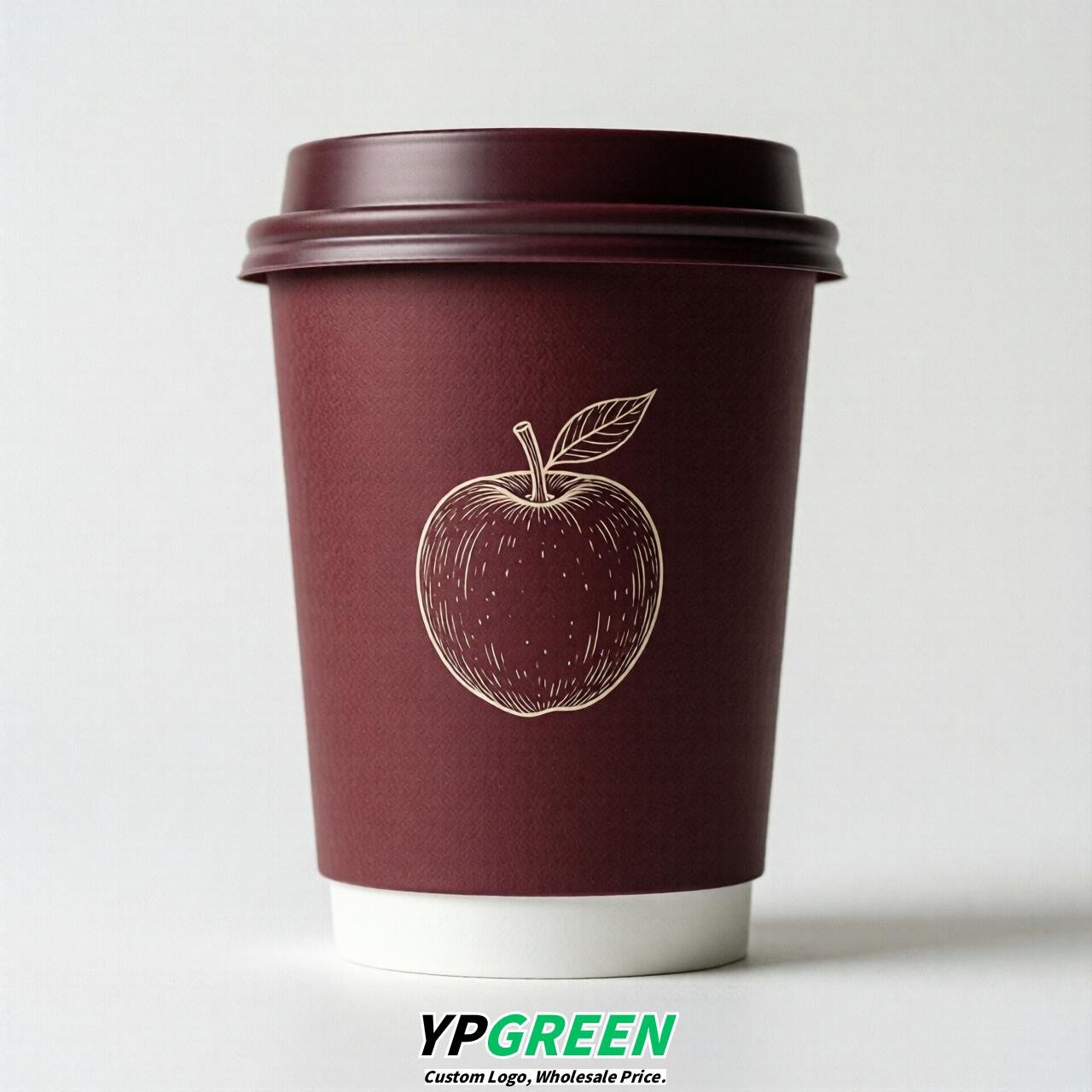 Burgundy Fruits Paper Cups with Lids 8-24oz