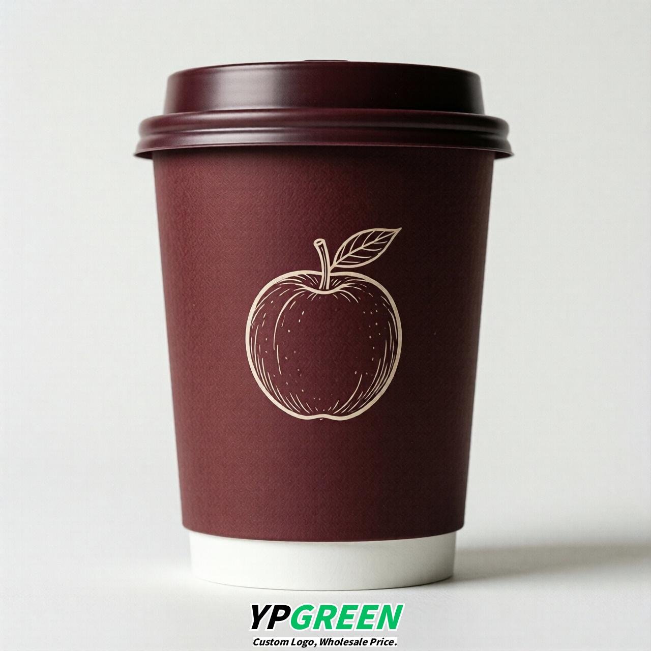 Burgundy Fruits Paper Cups with Lids 8-24oz