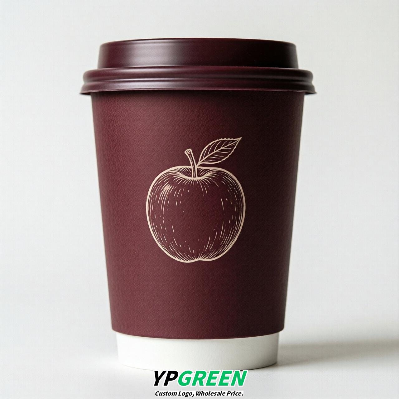 Burgundy Fruits Paper Cups with Lids 8-24oz